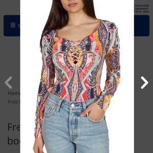 Free People Pick a Place bodysuit with vintage print